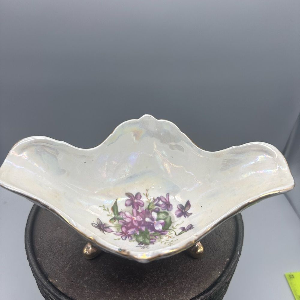 Lusterware Vintage Japanese porcelain footed bowl